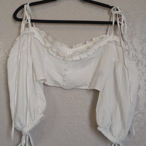Shein Women's Size L White Off-The-Shoulder Crop Top